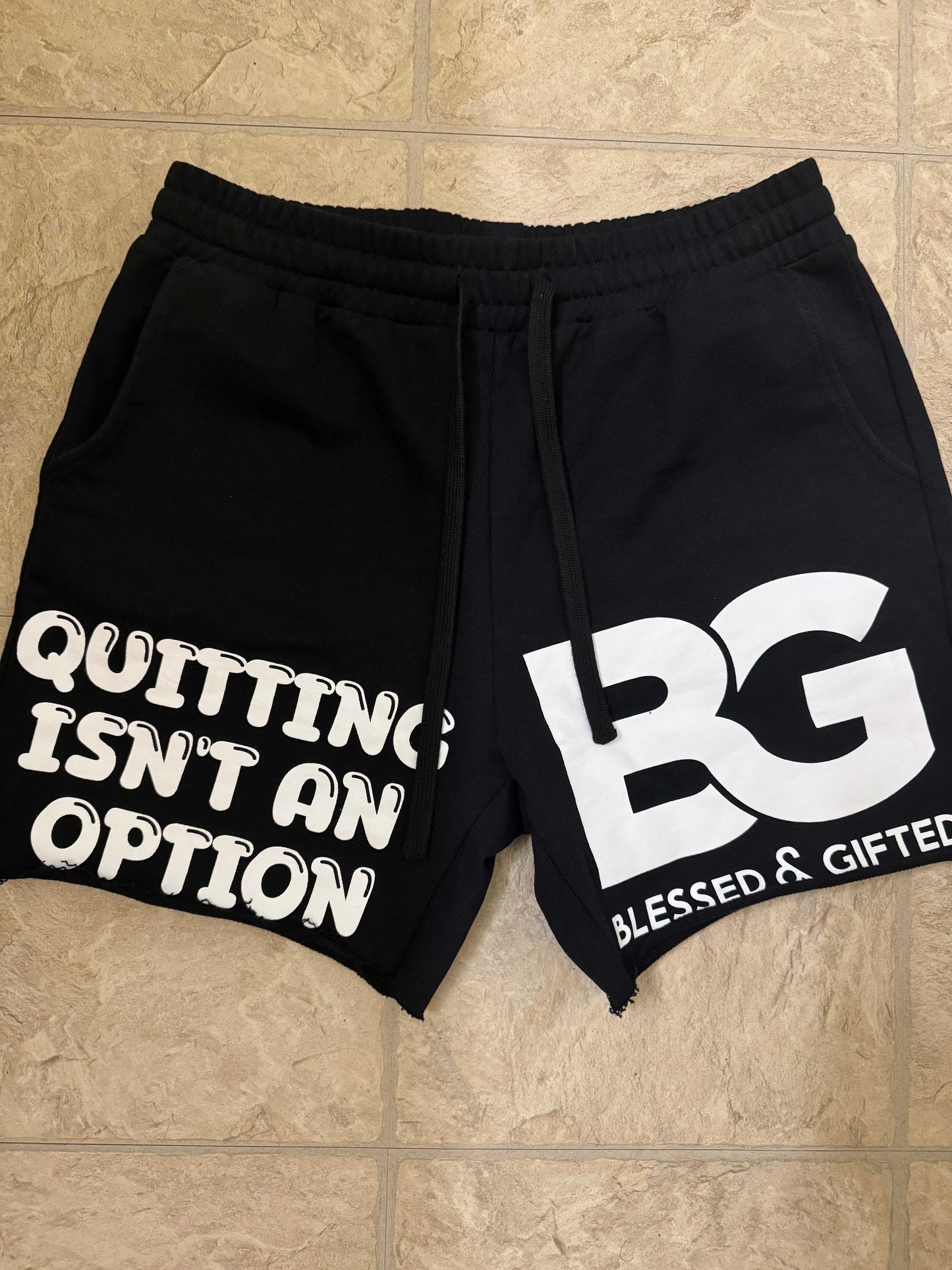 Blessed And Gifted Quitting Isnt An Option black sweat shorts